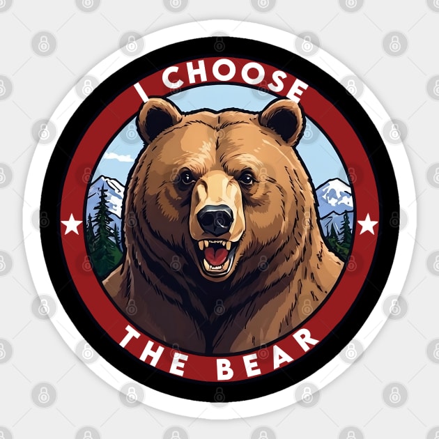 I choose the bear 2024 Sticker by masterpiecesai